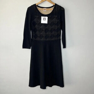 Anne Klein Black Midi Sweater Dress Sz S Office Buisness Casual Classic Comfy